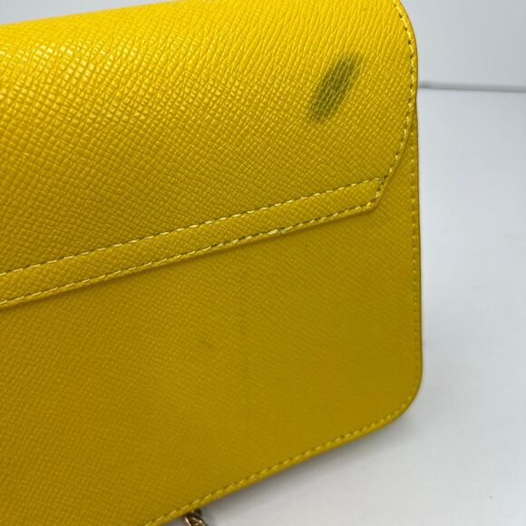 Shoulder Mini Tote Bag Purse Gold Chain Mustard Yellow Women’s #577 - Picture 12 of 12